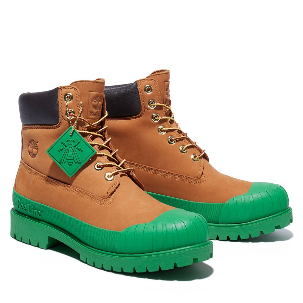 Bocanci 6-Inch Timberland Barbati Maro/Verzi - Bee Line X Waterproof Rubber Toe - Romania - DPJZBI19